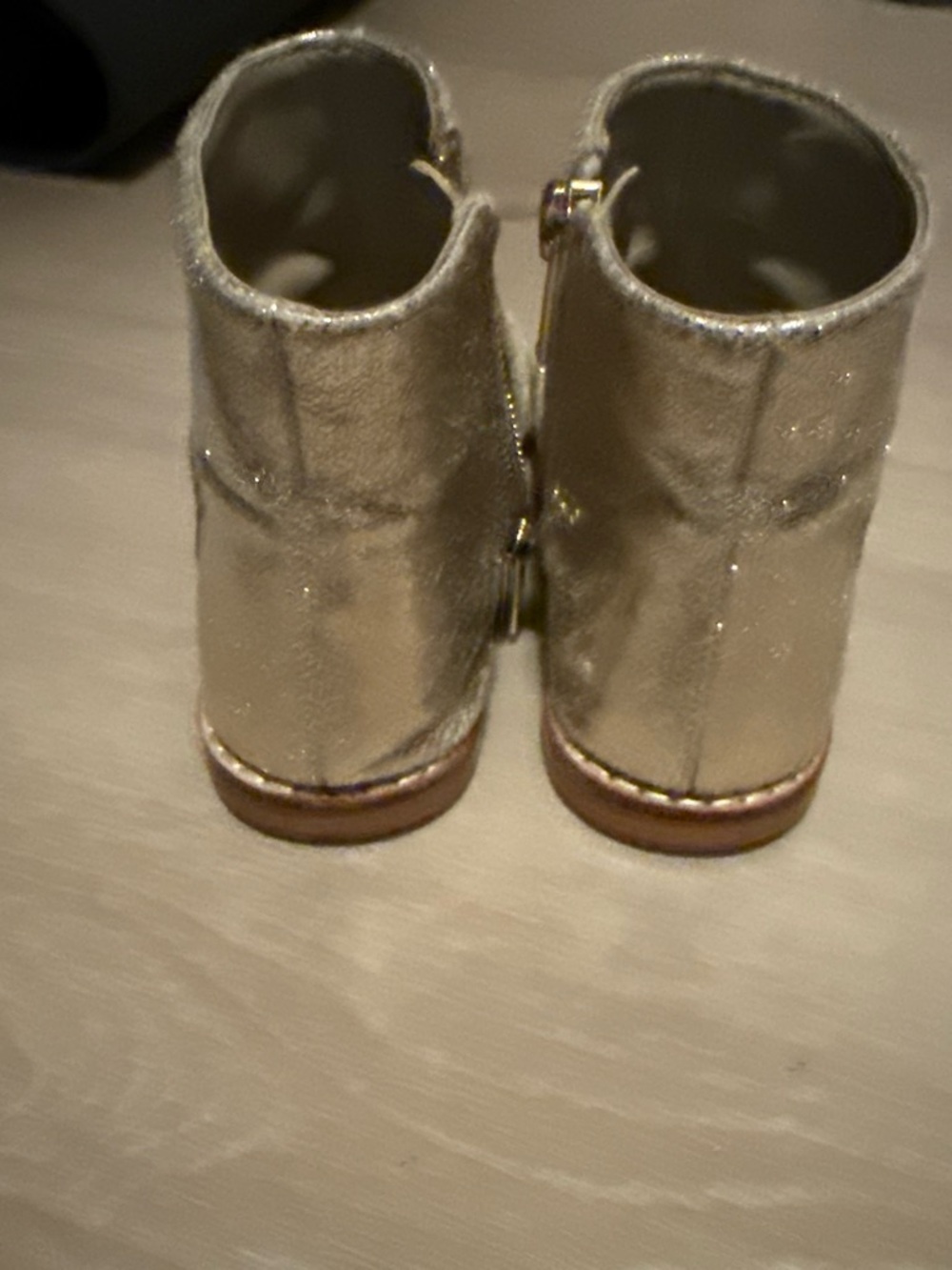 Janie and Jack Metallic Gold Glitter Ankle Boots for Kids - Picture 3 of 7
